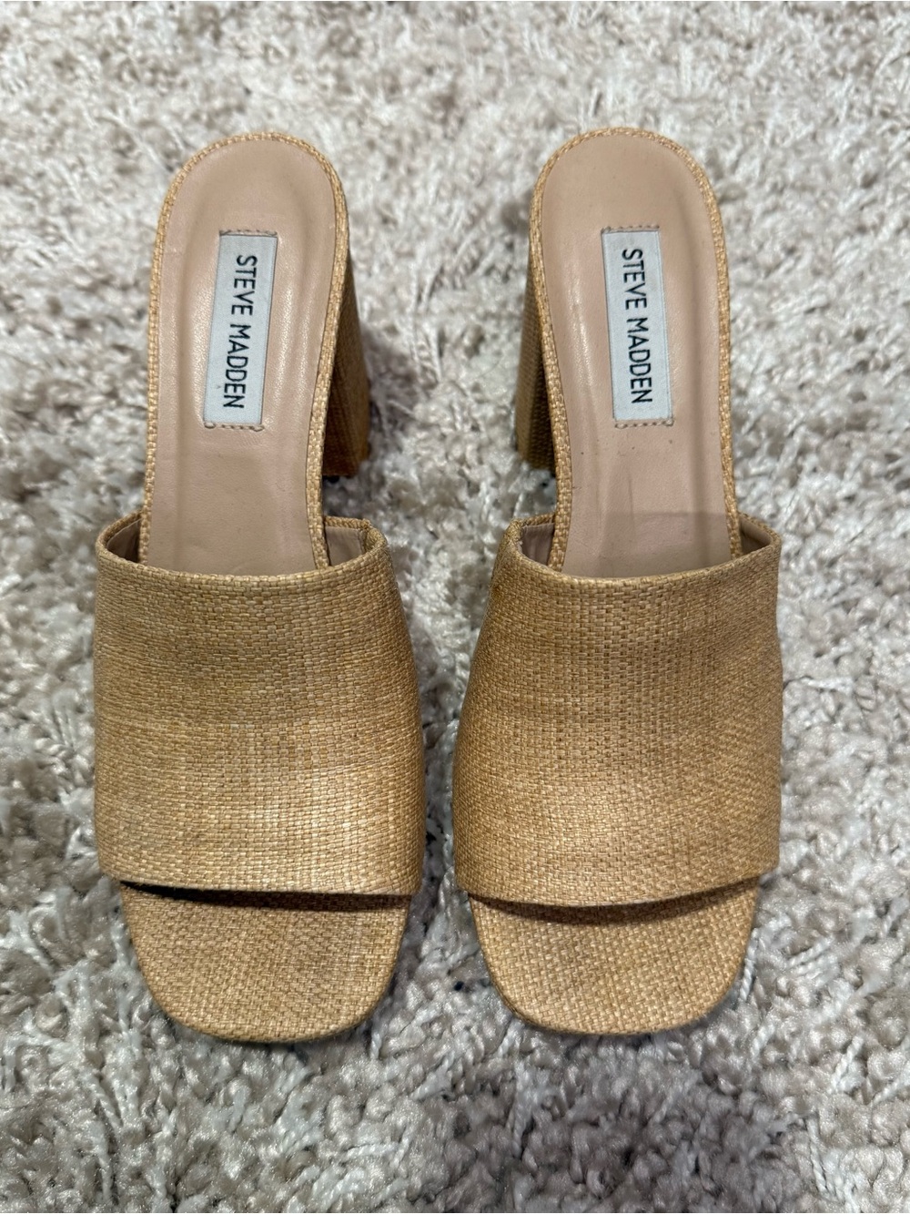 Steve Madden Natural Raffia Slide Mules